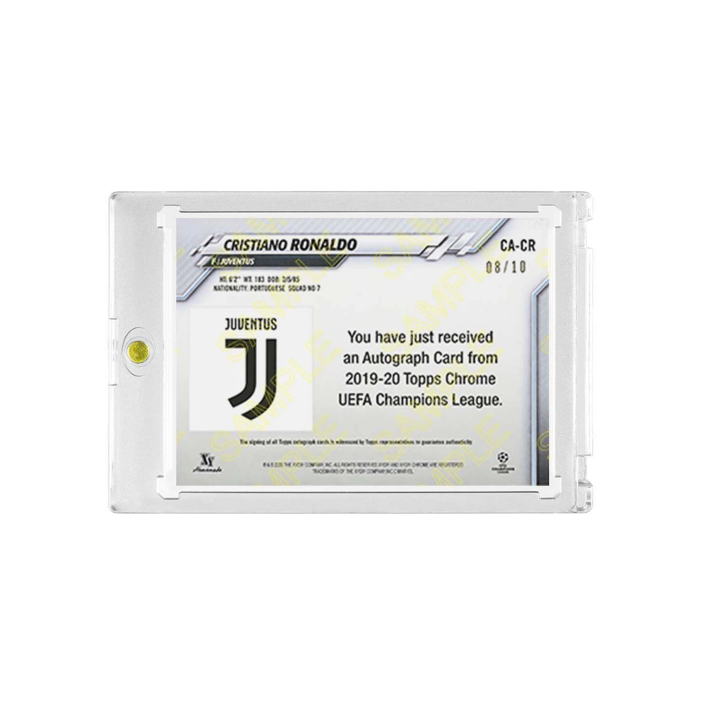 Cristiano Ronaldo Juventus 08/10 Printed‑Signature Collectible Card, 2019‑20 Topps Chrome UCL Inspired Fan‑Made Card with Magnetic One‑Touch Holder